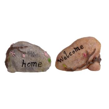 POLYRESINOVÝ POVRAZ S NÁPISOM HOME AND WELCOME, SADA 2 KS, HNEDÁ SIVÁ