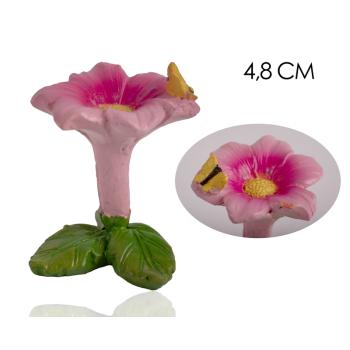 POLYRESINOVÝ KVET S MOTÝĽOM, RUŽOVÝ