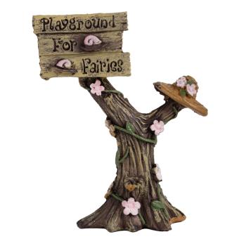 POLYRESINOVÝ KMEŇ STROMU S KLOBÚKOM, DOSKA, KVETY, HNEDÝ