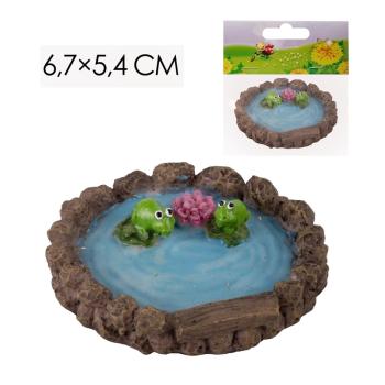 POLYRESINOVÁ KRABIČKA SO ŽABKAMI, HNEDO MODRÁ