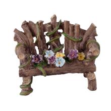 POLYRESINOVÁ LAVIČKA S KVETMI, HNEDÁ