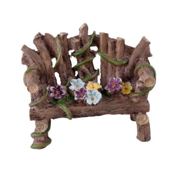 POLYRESINOVÁ LAVIČKA S KVETMI, HNEDÁ