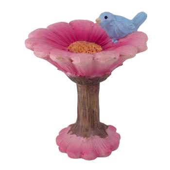 POLYRESINOVÝ KVET, RUŽOVÝ S MODRÝM VTÁKOM