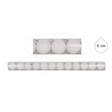 VIANOČNÁ OZDOBA, DISKO GUĽA, SADA, V PVC KRABICI, 12 KUSOV, BIELA