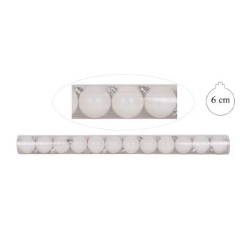 VIANOČNÁ OZDOBA, DISKO GUĽA, SADA, V PVC KRABICI, 12 KUSOV, BIELA