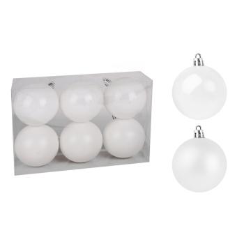 SADA VIANOČNÝCH OZDÔB V PVC KRABICI, 6 KUSOV, BIELA