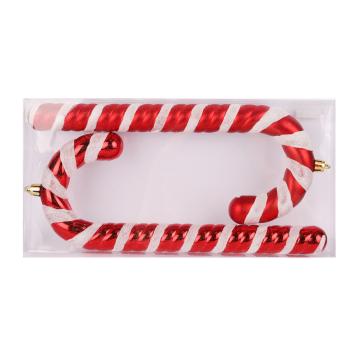 VIANOČNÁ OZDOBA, VYCHÁDZKOVÁ PALICA, SADA, V PVC KRABICI, 2 KUSY, ČERVENÁ