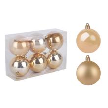 VIANOČNÁ OZDOBA, GUĽA, SADA, V PVC KRABICI, 6 KUSOV, ZLATÁ