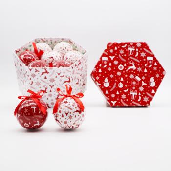 SADA VIANOČNÝCH OZDÔB V DARČEKOVEJ KRABIČKE, 14 KUSOV, ČERVENÁ A BIELA