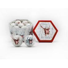 DEKORAČNÁ SADA VIANOČNÝCH OZDÔB V DARČEKOVEJ KRABIČKE, 14 KUSOV, HLAVA SOBA, BIELA