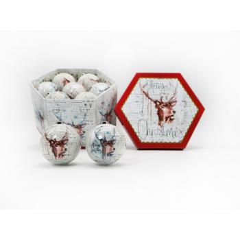 DEKORAČNÁ SADA VIANOČNÝCH OZDÔB V DARČEKOVEJ KRABIČKE, 14 KUSOV, HLAVA SOBA, BIELA