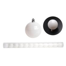 VIANOČNÁ OZDOBA, DISKO GUĽA, SADA, V PVC KRABICI, 12 KUSOV, LESKLÁ, BIELA