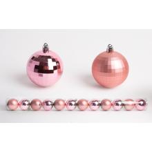 VIANOČNÁ OZDOBA, DISKO GUĽA, SADA, V PVC KRABICI, 12 KUSOV, PÚDROVO RUŽOVÁ