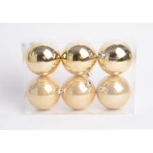 VIANOČNÁ OZDOBA, GUĽA, SADA, V PVC KRABICI, 6 KUSOV, ZLATÁ