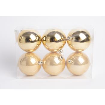 VIANOČNÁ OZDOBA, GUĽA, SADA, V PVC KRABICI, 6 KUSOV, ZLATÁ