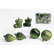 VIANOČNÉ OZDOBY, ZMIEŠANÉ OZDOBY, SADA, V PVC KRABICI, 18 KUSOV, JEDOVATÁ ZELENÁ