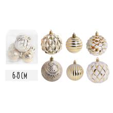 VIANOČNÉ OZDOBY GUĽÔČKOVÉ, SADA V PVC KRABICI, ZMIEŠANÉ, 6 KUSOV, BIELA A ZLATÁ