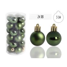 VIANOČNÁ OZDOBA GUĽA, SADA V PVC KRABICI, 24 KUSOV, TMAVOZELENÁ