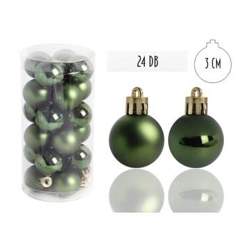 VIANOČNÁ OZDOBA GUĽA, SADA V PVC KRABICI, 24 KUSOV, TMAVOZELENÁ