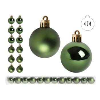 VIANOČNÁ OZDOBA GUĽA, SADA V PVC KRABICI, 12 KUSOV, TMAVOZELENÁ