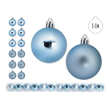 VIANOČNÁ OZDOBA GUĽA, SADA V PVC KRABICI, 12 KUSOV, AZÚROVO MODRÁ