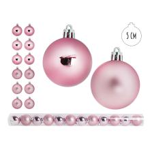 VIANOČNÁ OZDOBA GUĽA, SADA V PVC KRABICI, 12 KUSOV, RUŽOVÁ