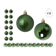 VIANOČNÁ OZDOBA, DISKO GUĽA, SADA, V PVC KRABICI, 12 KUSOV, TMAVOZELENÁ