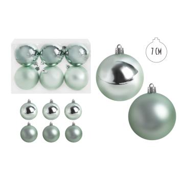 VIANOČNÁ OZDOBA GUĽA, SADA V PVC KRABICI, 6KS, TYRKYSOVÁ