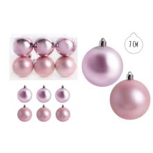 VIANOČNÁ OZDOBA GUĽA, SADA V PVC KRABICI, 6KS, RUŽOVÁ