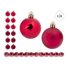 VIANOČNÉ OZDOBY GUĽÔČKOVÉ, SADA V PVC KRABICI, 12 KUSOV, ČERVENÉ