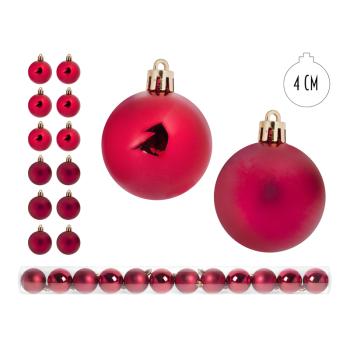 VIANOČNÉ OZDOBY GUĽÔČKOVÉ, SADA V PVC KRABICI, 12 KUSOV, ČERVENÉ