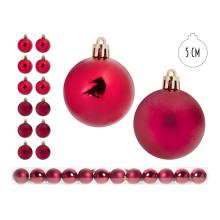 VIANOČNÉ OZDOBY GUĽÔČKOVÉ, SADA V PVC KRABICI, 12 KUSOV, ČERVENÉ