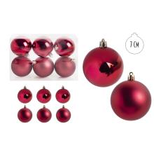 VIANOČNÁ OZDOBA GUĽA, SADA V PVC KRABICI, 6KS, ČERVENÁ