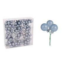 SADA SKLENENÝCH VIANOČNÝCH OZDÔB V PVC ŠKATUĽKE, 144 KUSOV, VINTAGE MODRÁ