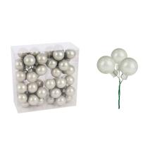 SADA SKLENENÝCH VIANOČNÝCH OZDÔB V PVC KRABICI, 48 KUSOV, VINTAGE ZELENÁ