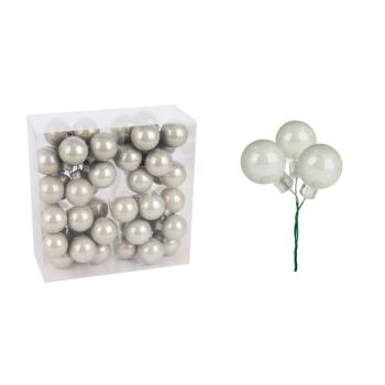 SADA SKLENENÝCH VIANOČNÝCH OZDÔB V PVC KRABICI, 48 KUSOV, VINTAGE ZELENÁ