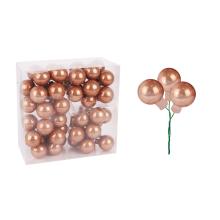 SADA SKLENENÝCH VIANOČNÝCH OZDÔB V PVC KRABICI, 48 KUSOV, KARAMELOVÁ