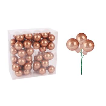 SADA SKLENENÝCH VIANOČNÝCH OZDÔB V PVC KRABICI, 48 KUSOV, KARAMELOVÁ