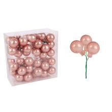 SKLENENÉ VIANOČNÉ DEKORÁCIE, SADA BOBÚĽ V PVC KRABICI, 48 KUSOV, "ROSEGOLD"