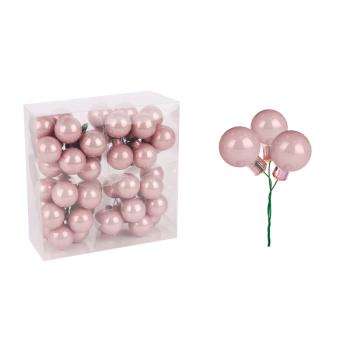 SKLENENÉ VIANOČNÉ DEKORÁCIE, SADA BOBÚĽ V PVC KRABICI, 48 KUSOV, "SILKPINK"