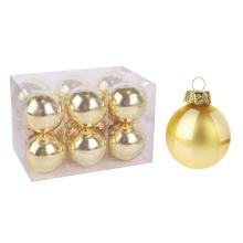 SADA SKLENENÝCH VIANOČNÝCH OZDÔB V PVC KRABICI, 12 KUSOV, ZLATÁ