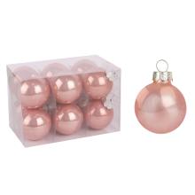 SADA SKLENENÝCH VIANOČNÝCH OZDÔB V PVC KRABICI, 12 KUSOV, "SILKPINK"