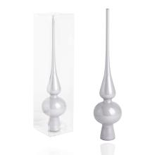 SKLENENÁ VIANOČNÁ ČIPKOVÁ DEKORÁCIA V PVC KRABICI, PERLEŤOVÁ