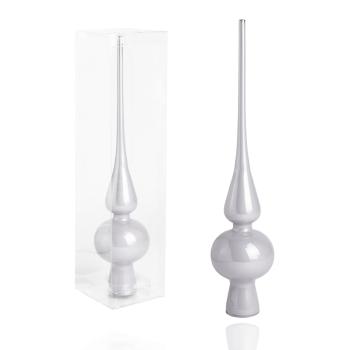 SKLENENÁ VIANOČNÁ ČIPKOVÁ DEKORÁCIA V PVC KRABICI, PERLEŤOVÁ