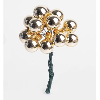 SKLENENÉ VIANOČNÉ OZDOBY, SADA BOBÚĽ V PVC KRABICI, 144 KUSOV, LESKLÁ ZLATÁ