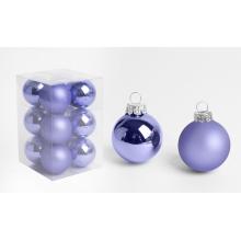 SADA SKLENENÝCH VIANOČNÝCH OZDÔB V PVC KRABICI, 12 KUSOV, FIALOVÁ
