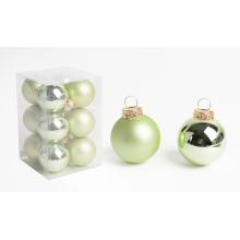 SADA SKLENENÝCH VIANOČNÝCH OZDÔB V PVC KRABICI, 12 KUSOV, ZELENÁ