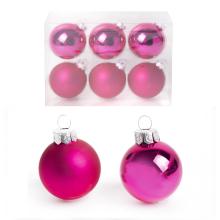 SADA SKLENENÝCH VIANOČNÝCH OZDÔB V PVC ŠKATUĽKE, 6 KUSOV, CYKLÁMEN