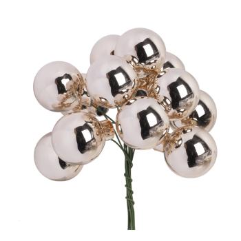 SADA SKLENENÝCH VIANOČNÝCH OZDÔB V PVC KRABICI, 72 KUSOV, LESKLÁ KRÉMOVÁ