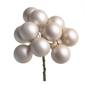 SADA SKLENENÝCH VIANOČNÝCH OZDÔB V PVC KRABICI, 72 KUSOV, MATNÁ KRÉMOVÁ